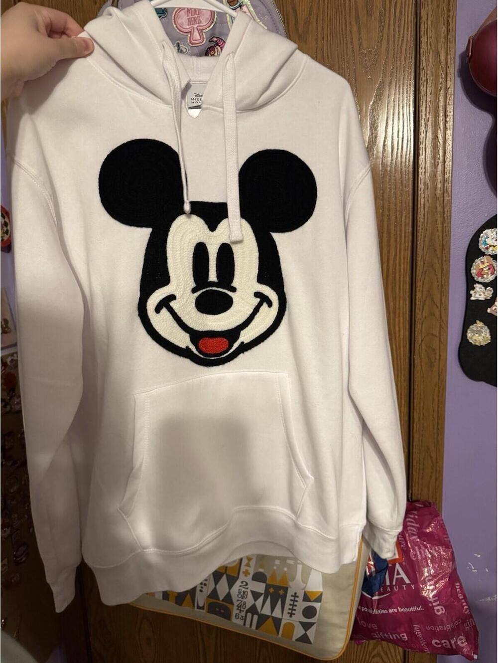 White Mickey Mouse Hoodie XXL (Has Cut in V)
